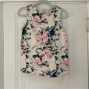 Cooper & Ella sleeveless white floral blouse, size small